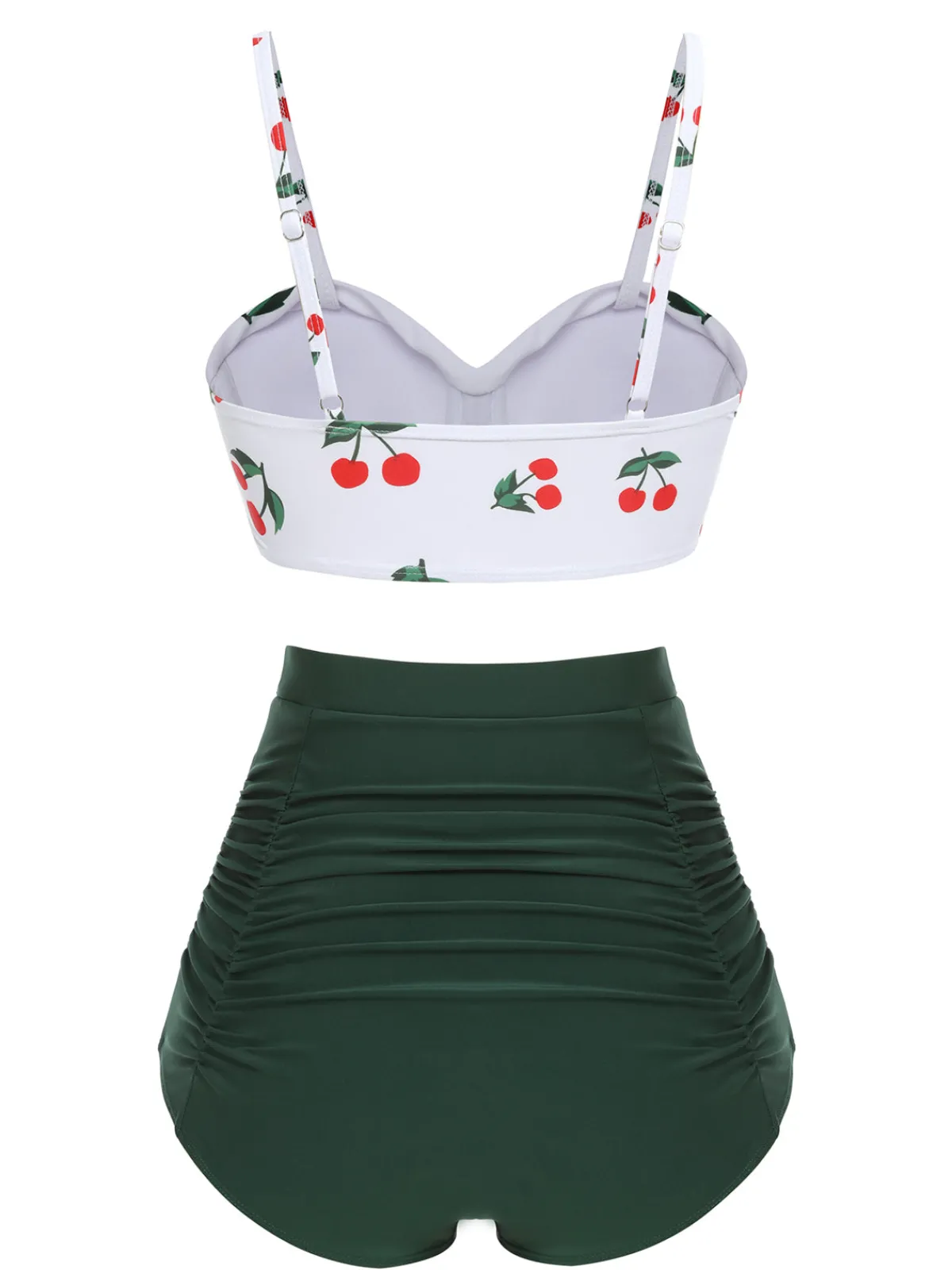 Online Retro Stage 2PCS 1950s Cherry Spaghetti Strap Bikini Set