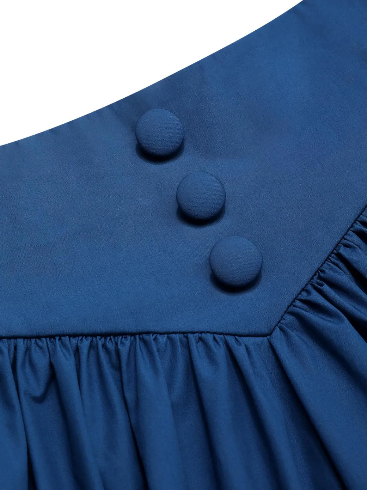 Discount Retro Stage 2PCS 1940s Cotton Cream V-Neck Top & Blue Pleated Skirt Cream White & Dark Blue