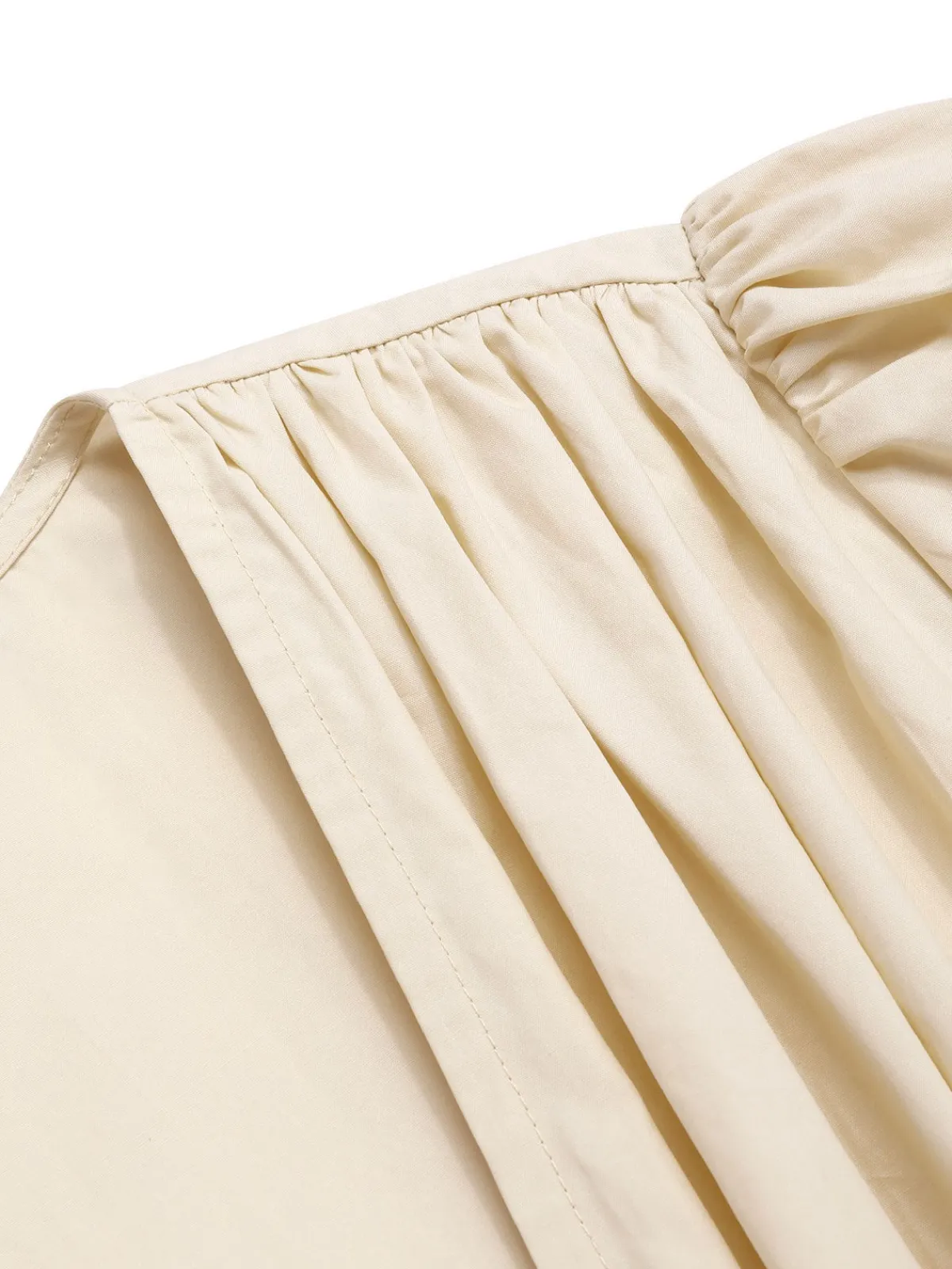 Discount Retro Stage 2PCS 1940s Cotton Cream V-Neck Top & Blue Pleated Skirt Cream White & Dark Blue