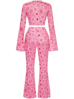 Hot Retro Stage 3PCS 1970s Flare Sleeve Disco Hippie Costume Set