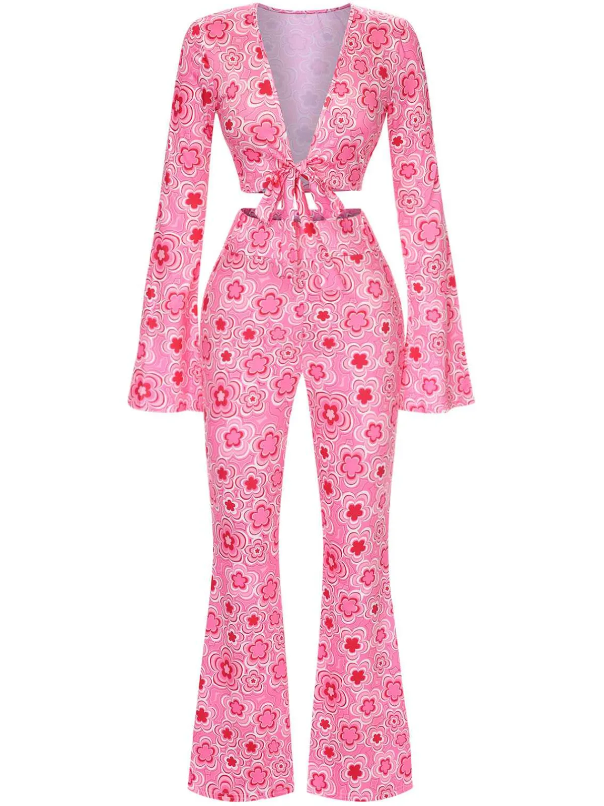 Best Retro Stage 3PCS 1970s Flare Sleeve Disco Hippie Costume Set