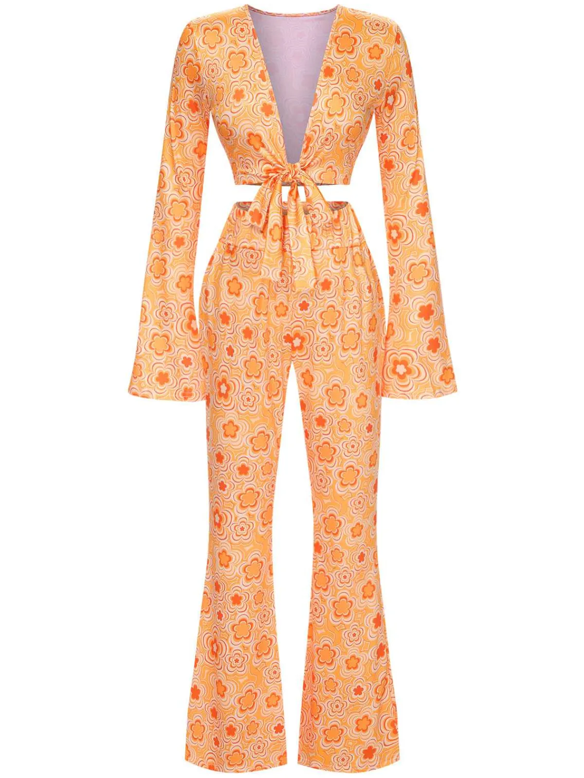 Best Retro Stage 3PCS 1970s Flare Sleeve Disco Hippie Costume Set