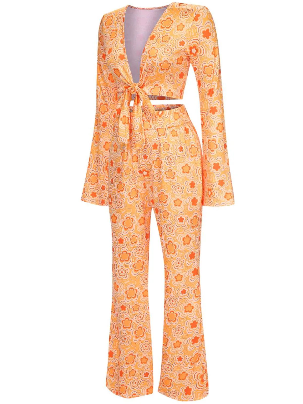 Best Retro Stage 3PCS 1970s Flare Sleeve Disco Hippie Costume Set