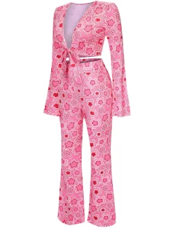 Best Retro Stage 3PCS 1970s Flare Sleeve Disco Hippie Costume Set