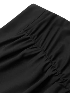 Fashion Retro Stage 2PCS 1930s Floral Lapel Top & Pleated Fishtail Skirt White & Black