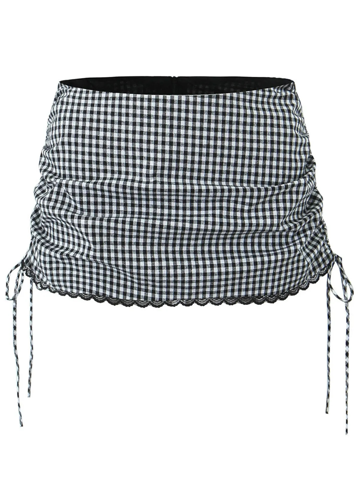 Outlet Retro Stage 2PCS 1950s Gingham Plaid Lace-Up Crop Camisole & Skirt