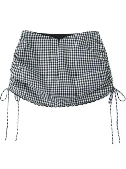 Outlet Retro Stage 2PCS 1950s Gingham Plaid Lace-Up Crop Camisole & Skirt
