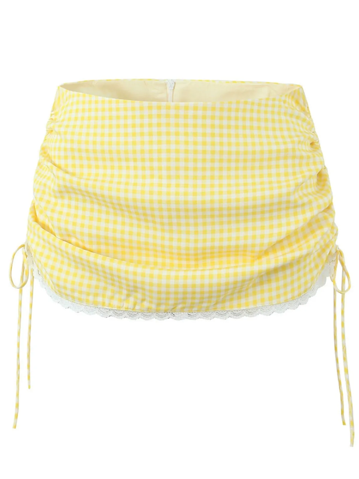 Outlet Retro Stage 2PCS 1950s Gingham Plaid Lace-Up Crop Camisole & Skirt