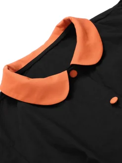 Hot Retro Stage 2PCS 1940s Halloween Peter Pan Collar Blouse & Smiley Face Mesh Skirt Black & Orange