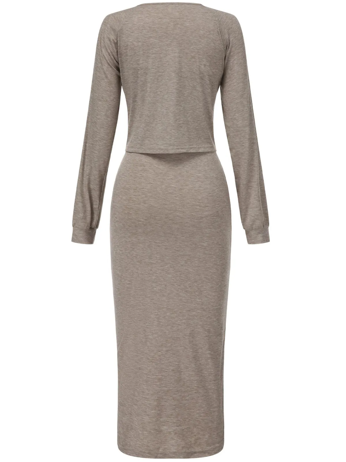 Fashion Retro Stage 2PCS 1960s Knitted Slit Tube Dress & Short Cardigan