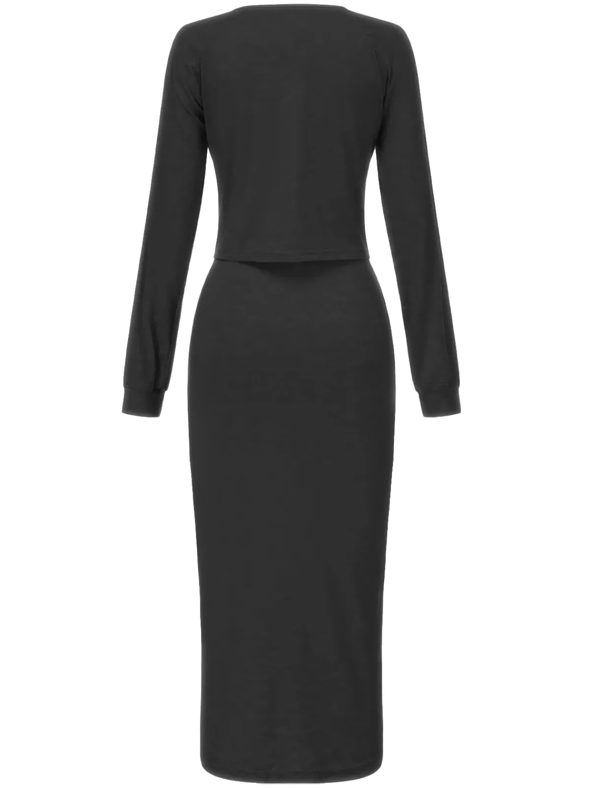 Fashion Retro Stage 2PCS 1960s Knitted Slit Tube Dress & Short Cardigan