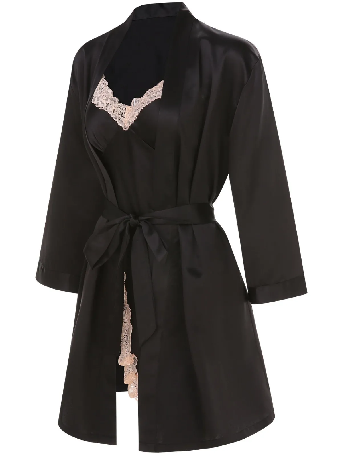Sale Retro Stage 2PCS 1970s Lace Suspender Nightdress & Robe