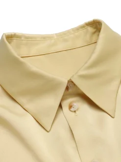Online Retro Stage 2PCS 1940s Lapel Blouse & Buttons Overall Shorts Yellow & Deep Brown