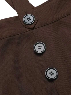 Online Retro Stage 2PCS 1940s Lapel Blouse & Buttons Overall Shorts Yellow & Deep Brown