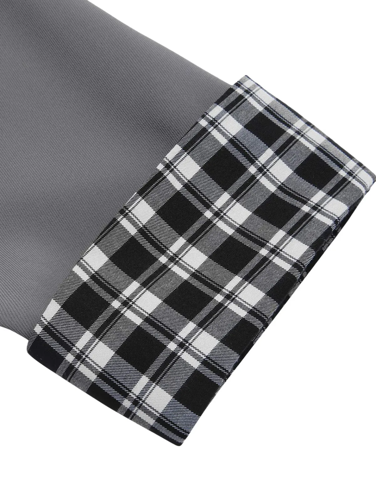 Hot Retro Stage 2PCS 1950s Lapel Rolled Sleeve Plaids Coat & Strap Dress Dark Gray