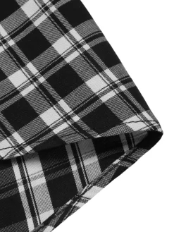 Hot Retro Stage 2PCS 1950s Lapel Rolled Sleeve Plaids Coat & Strap Dress Dark Gray