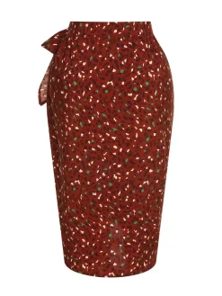 Best Retro Stage 2PCS 1970s Long Sleeves Top & Dots Skirt Brown