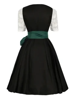 Online Retro Stage 2PCS 1950s Oktoberfest White Top & Black Dress & Apron Green
