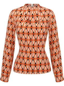 Outlet Retro Stage 2PCS 1960s Blouse & Tweed Mini Dress Orange