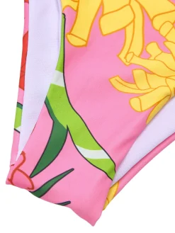 Clearance Retro Stage 3PCS 1970s Floral Swimsuit Set Pink