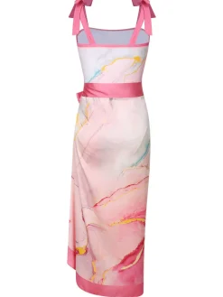 Online Retro Stage 2PCS 1950s Print Swimsuit & Cover-Up Pink