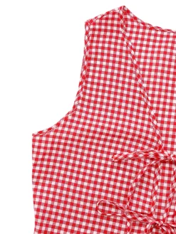 Outlet Retro Stage 2PCS 1950s Plaid V-Neck Bind Vest & Shorts