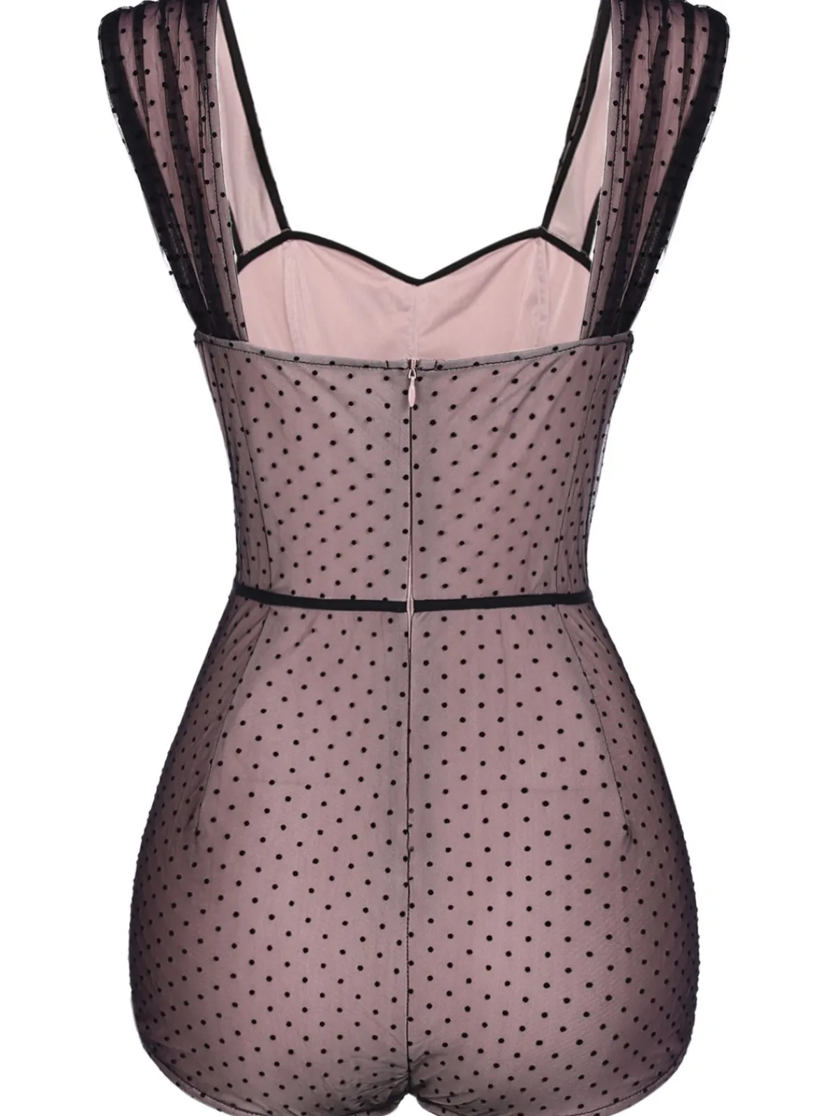 Sale Retro Stage 2PCS 1950s Polka Dot Bowknot Lace Strap Dress Dark Pink