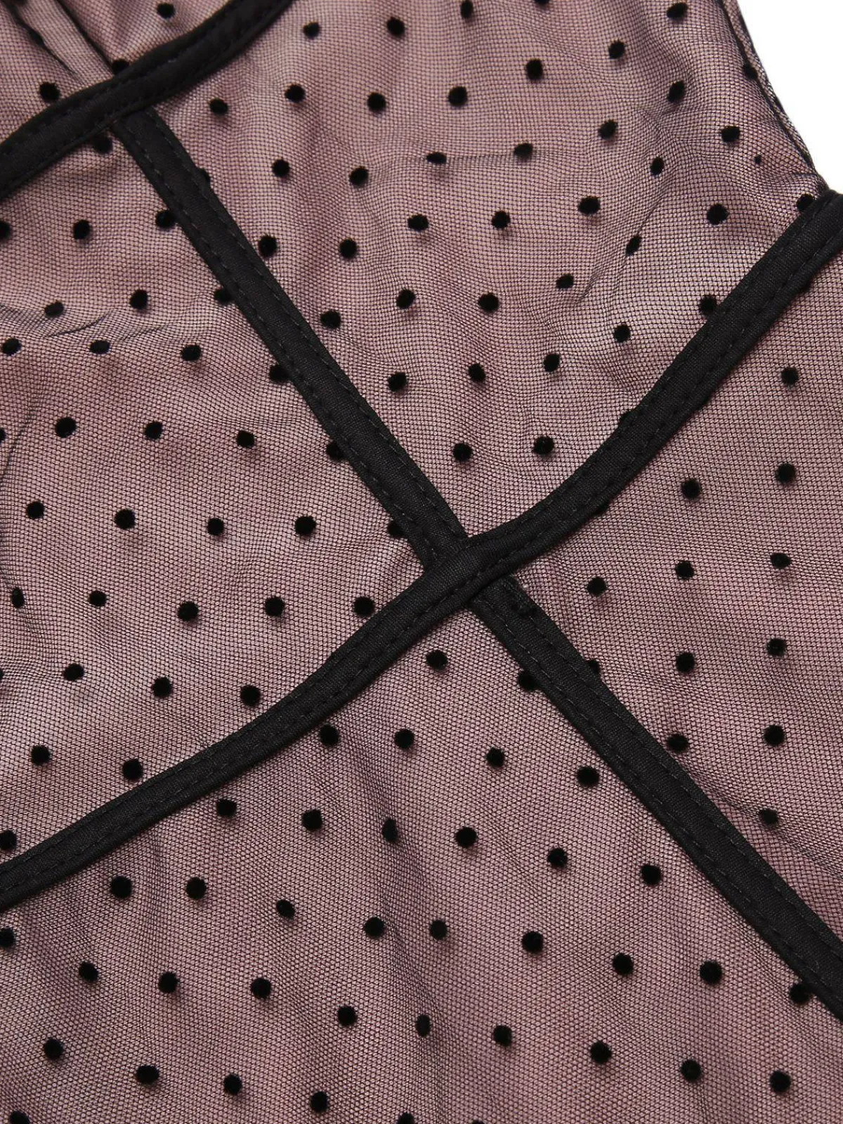 Sale Retro Stage 2PCS 1950s Polka Dot Bowknot Lace Strap Dress Dark Pink