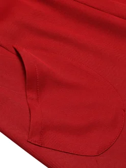 Outlet Retro Stage 2PCS 1970s Satin High Neck Blouse & Suspender Pants White & Red
