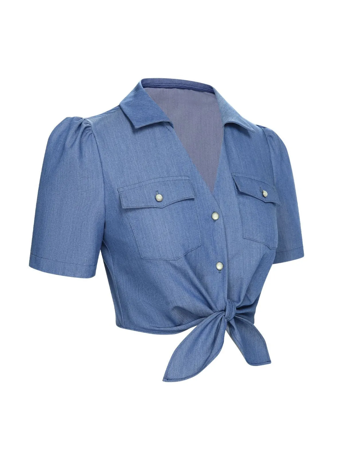 New Retro Stage 2PCS 1950s Solid Blouse & Polka Dot Skirt Red & Blue