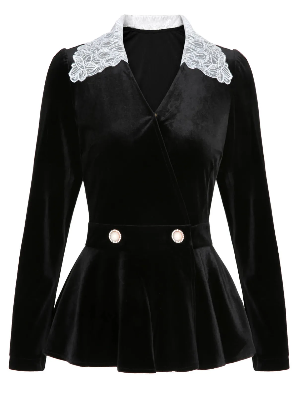 Fashion Retro Stage 2PCS 1930s Solid Velvet Top & Mermaid Skirt Black