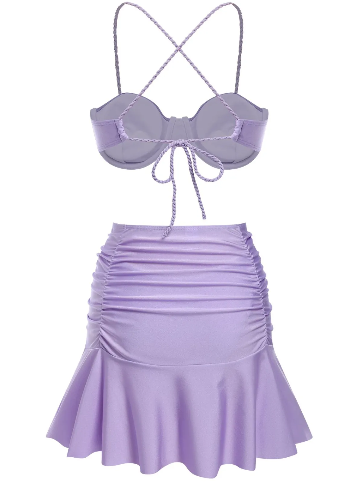 Outlet Retro Stage 3PCS 1930s Spaghetti Strap Solid Bikini Set