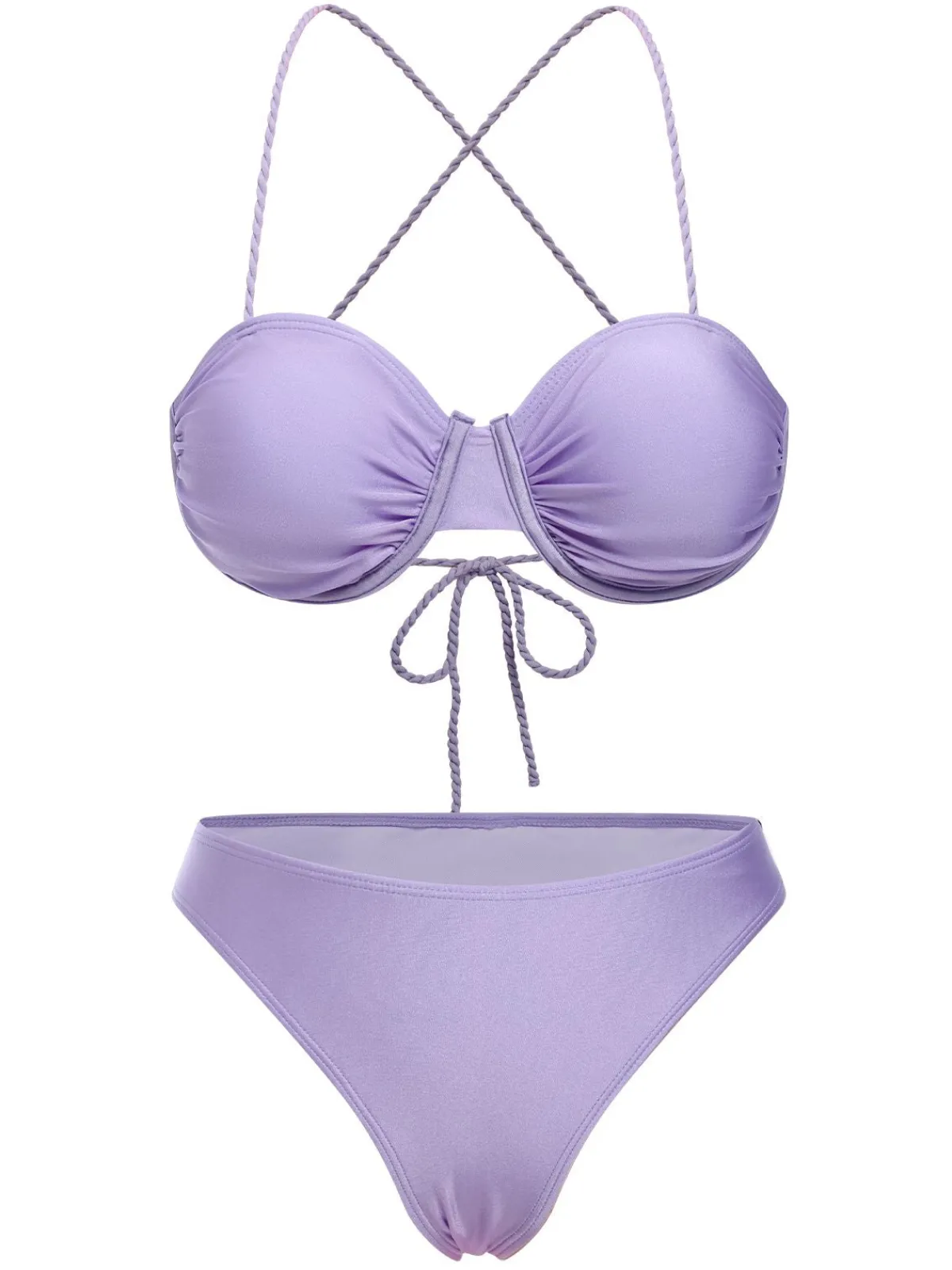 Outlet Retro Stage 3PCS 1930s Spaghetti Strap Solid Bikini Set