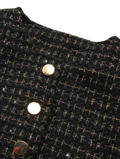 Online Retro Stage 2PCS 1960s Tweed Cropped Coat & A-Line Skirt