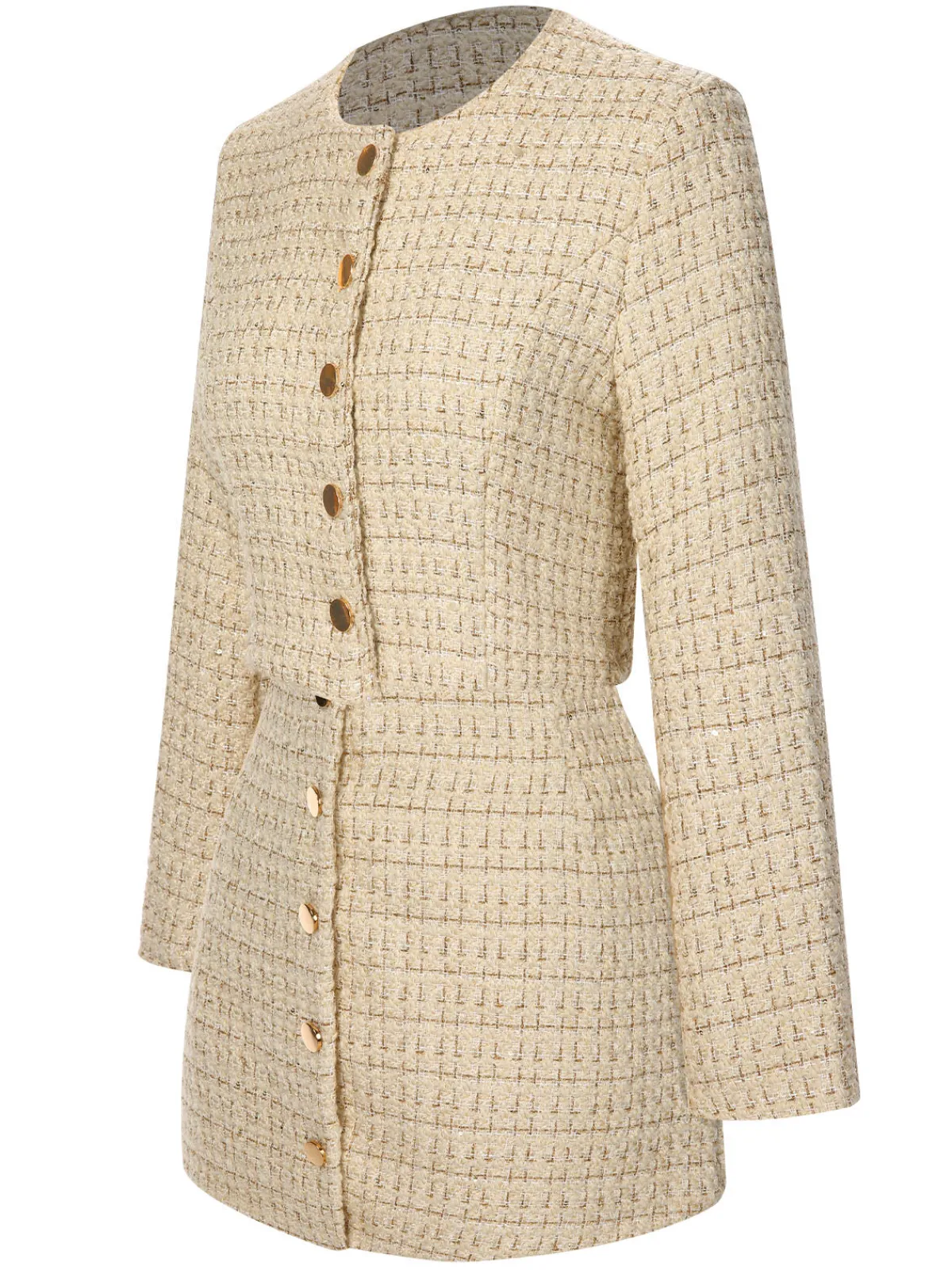 Online Retro Stage 2PCS 1960s Tweed Cropped Coat & A-Line Skirt