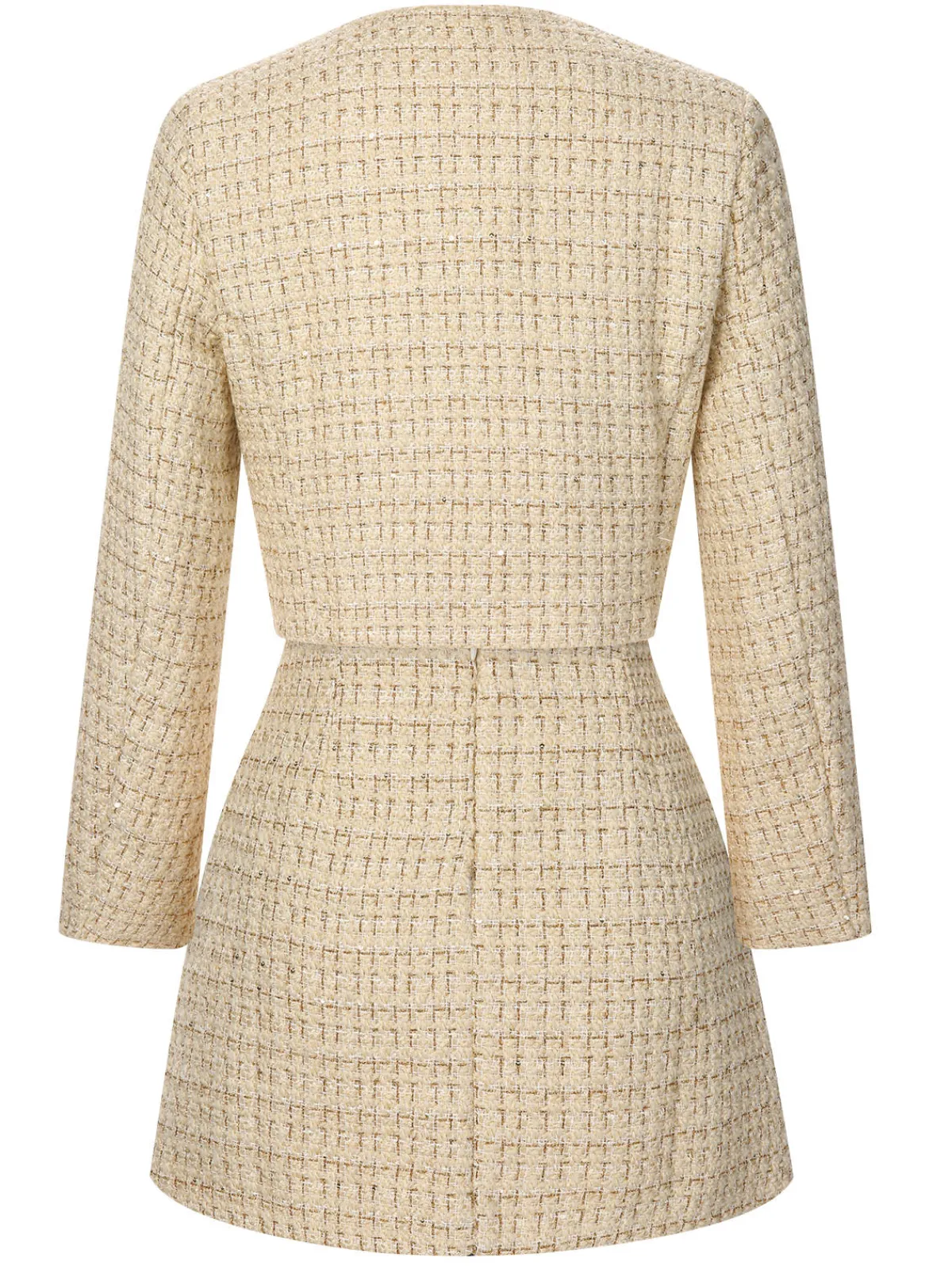 Online Retro Stage 2PCS 1960s Tweed Cropped Coat & A-Line Skirt