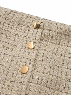 Online Retro Stage 2PCS 1960s Tweed Cropped Coat & A-Line Skirt