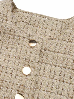 Online Retro Stage 2PCS 1960s Tweed Cropped Coat & A-Line Skirt