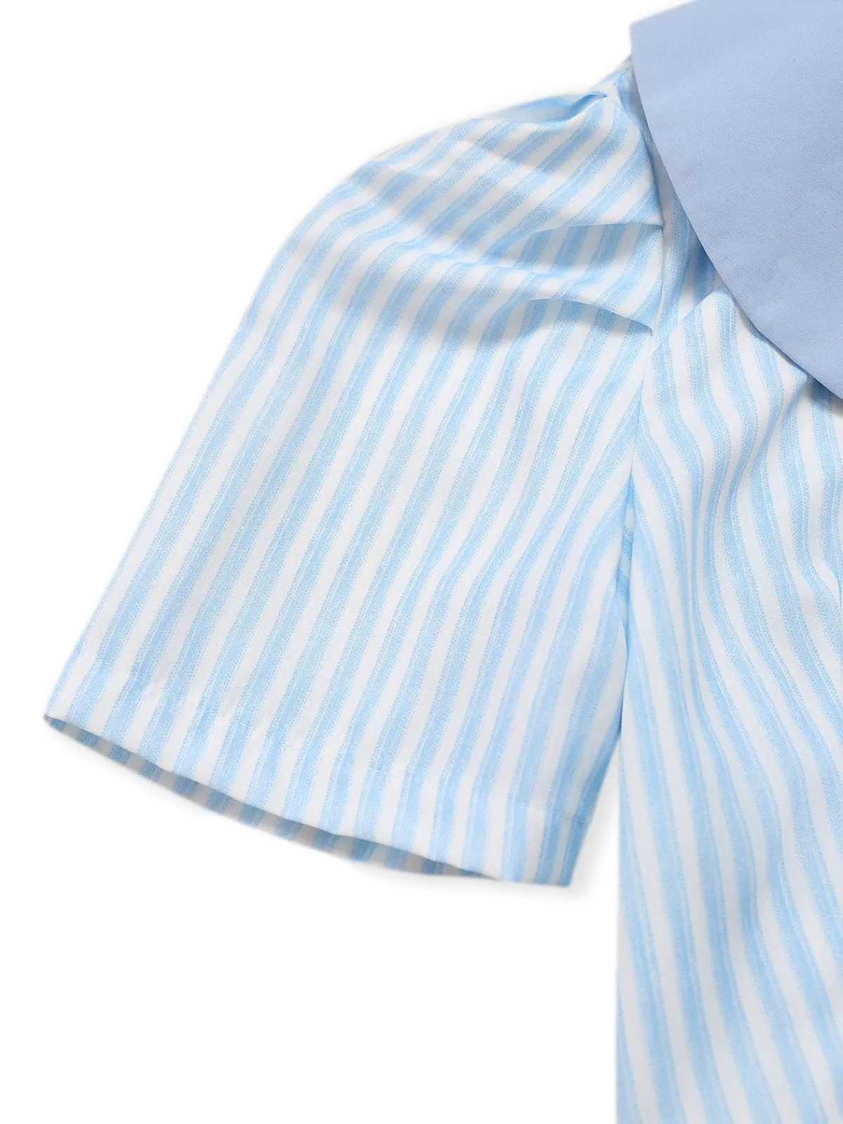 Best Retro Stage 2PCS 1960s Vertical Stripes Peter Pan Collar Blouse & Skirt