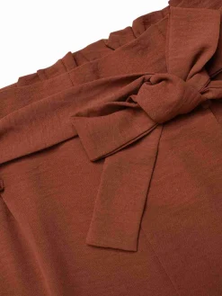 Sale Retro Stage 2PCS 1930s V-Neck Top & Wide Leg Lounge Pants Brick Red