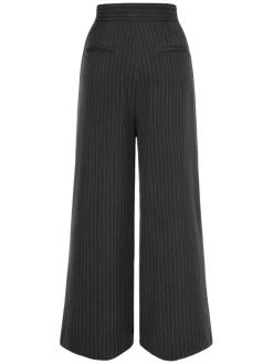 Best Retro Stage 2PCS 1930s White Satin Blouse & Gray Pinstripes Pants White & Dark Gray
