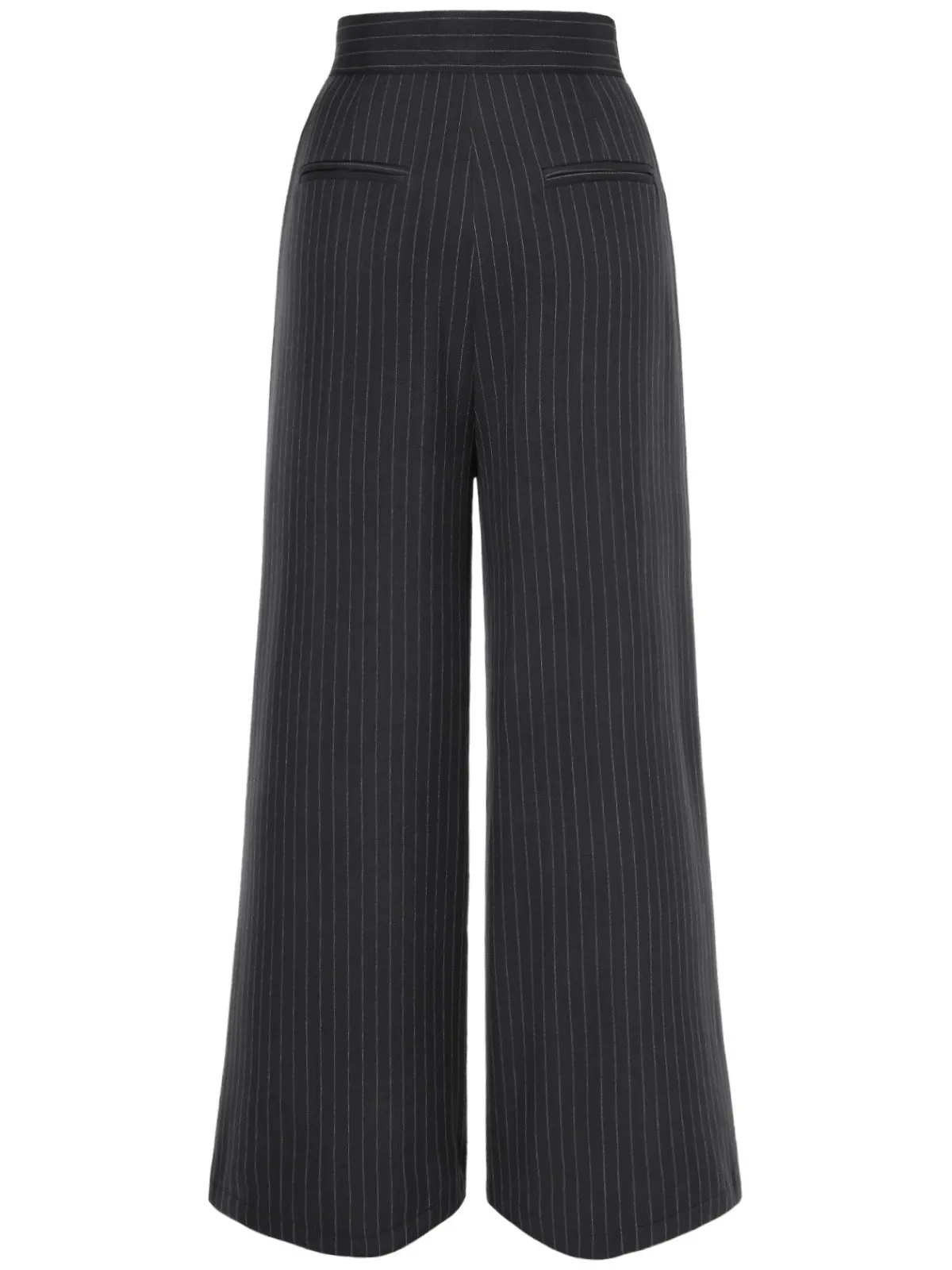 Best Retro Stage 2PCS 1930s White Satin Blouse & Gray Pinstripes Pants White & Dark Gray