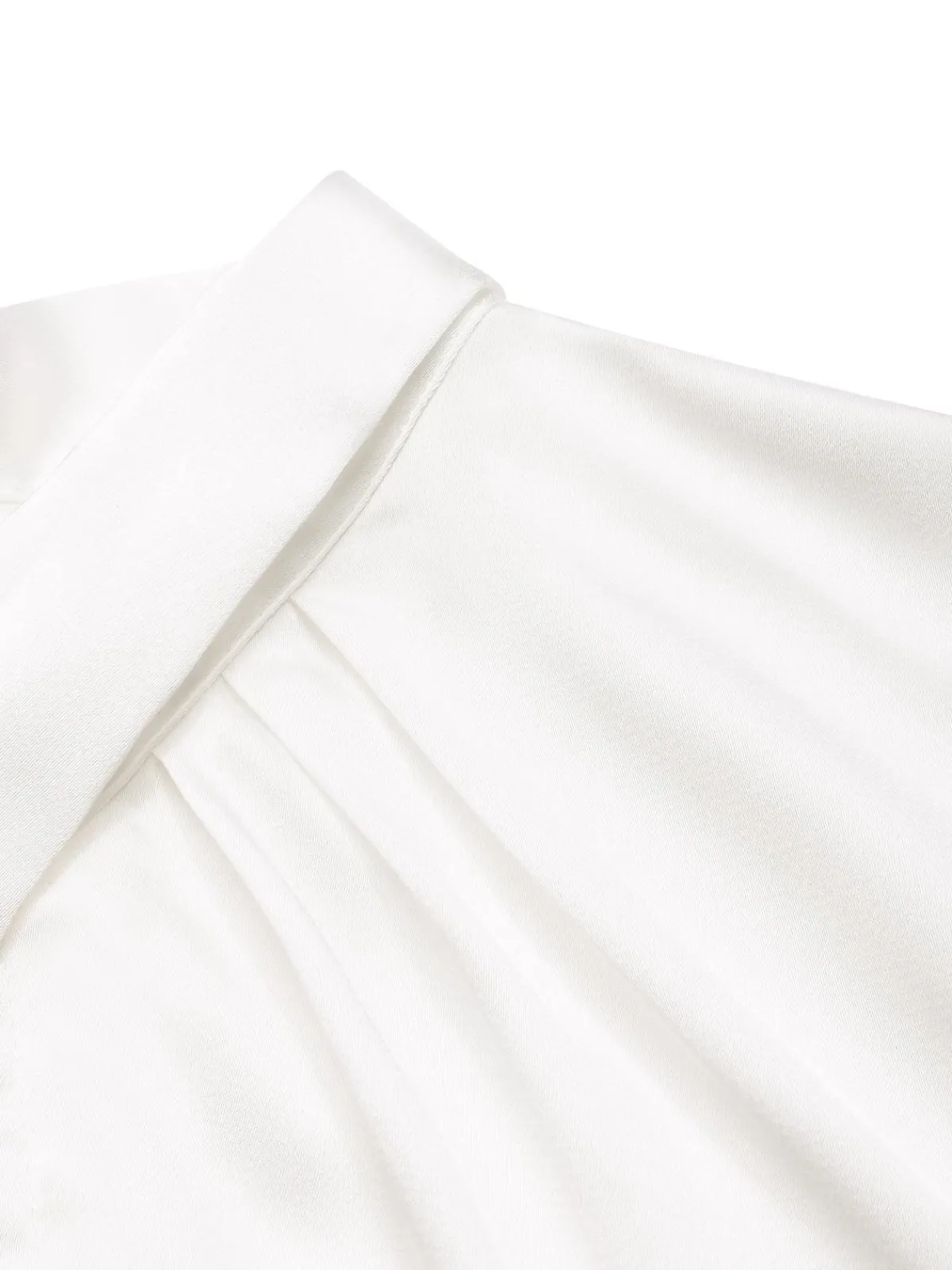 Best Retro Stage 2PCS 1930s White Satin Blouse & Gray Pinstripes Pants White & Dark Gray