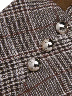 Clearance Retro Stage 2PCS 1940s White Sweater & Plaid Skirt Brown