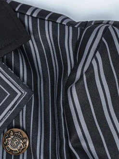 New Retro Stage 2PCS 1970s Wicked Vertical Striped Top & Patchwork Skirt Dark Blue