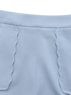 Outlet Retro Stage 2PCS 1960s Wide Strap Button Square Neck Top & Shorts Light Blue