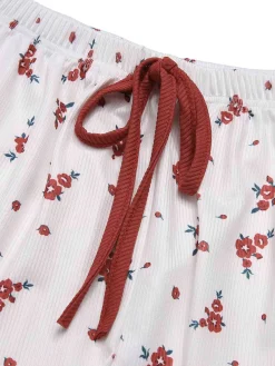 Discount Retro Stage 2PCS 1950s Lace Straps Pajamas Wine Red