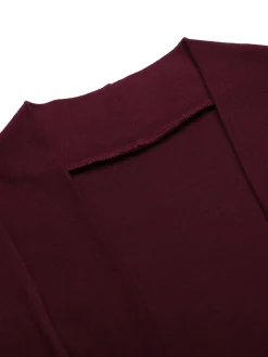 Clearance Retro Stage 2PCS Wine Red 1960s Velvet Bodycon Dress