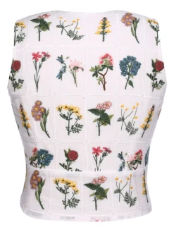 Online Retro Stage 2PCS 1950s Embroidery Top & Pockets Shorts Yellow