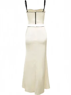 Online Retro Stage 2PCS 1930s Spaghetti Straps Bow Top & Skirt Yellow